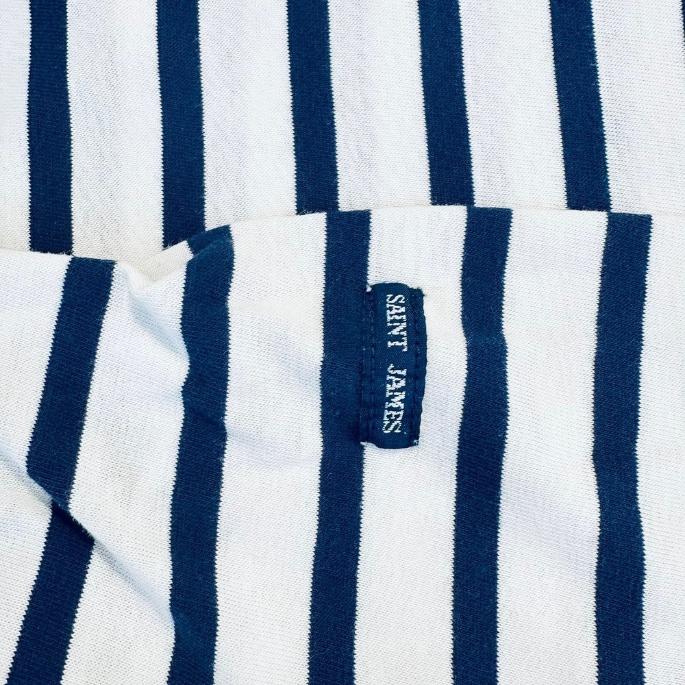 Saint James Meridien Striped Cotton Boat Neck Top Navy White Made in France S - Picture 12 of 14